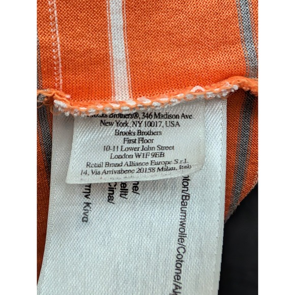 Brooks Brothers St Andrews Links Golf Polo Shirt Orange Striped Preppy Size L - Picture 6 of 8